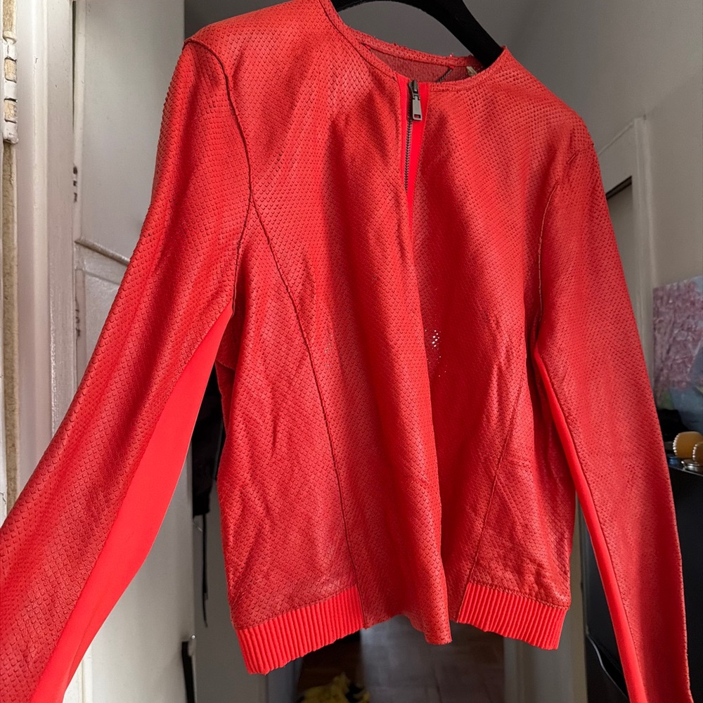 Elie Tahari Vibrant Red Bomber Jacket XL